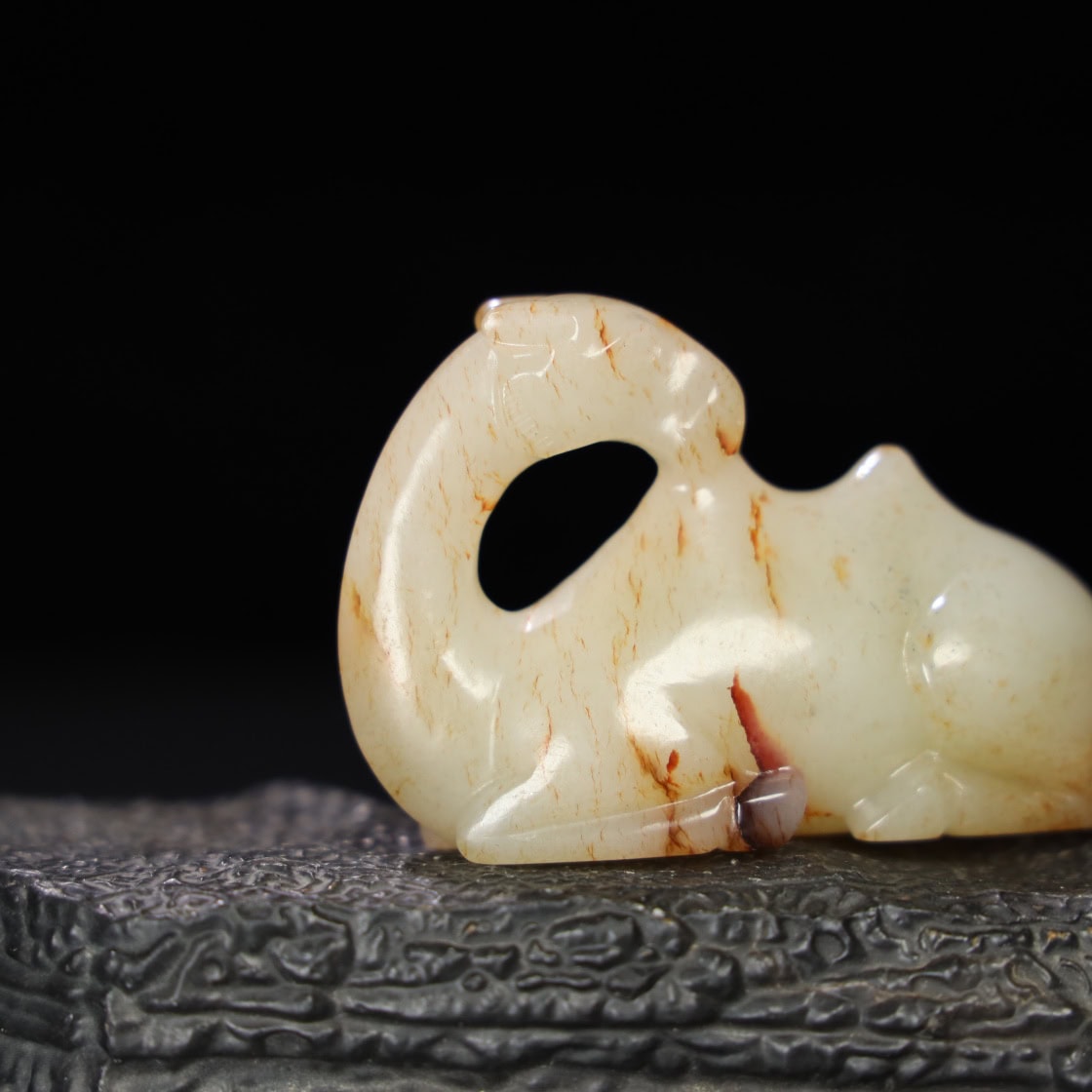 Chinese Natural Jade Carved Camel Pendant