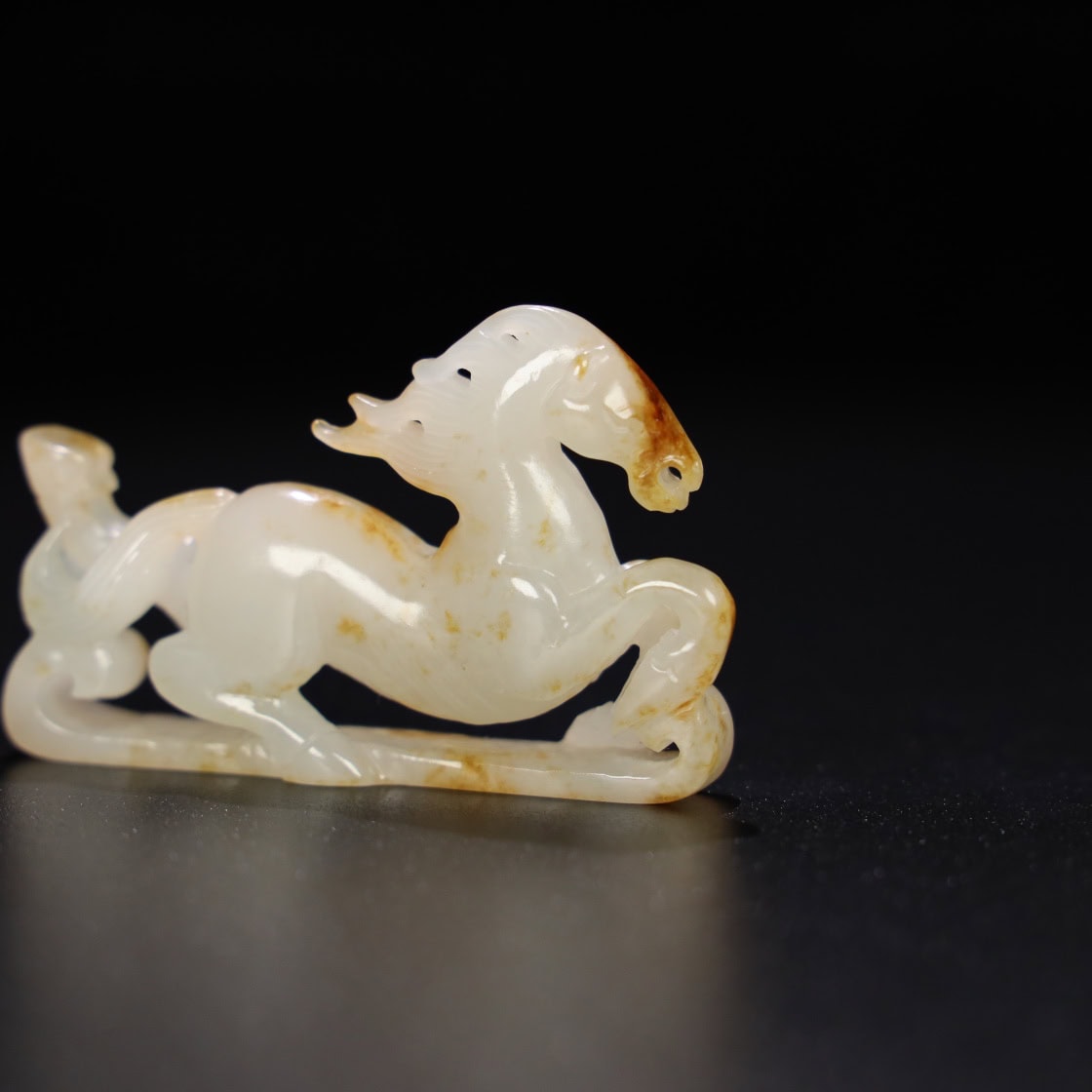 Chinese Natural Jade Carved Horses