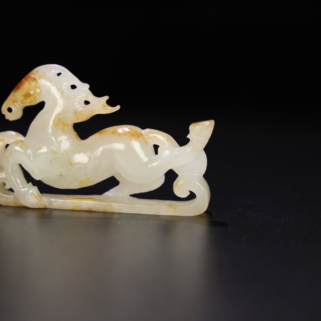 Chinese Natural Jade Carved Horses