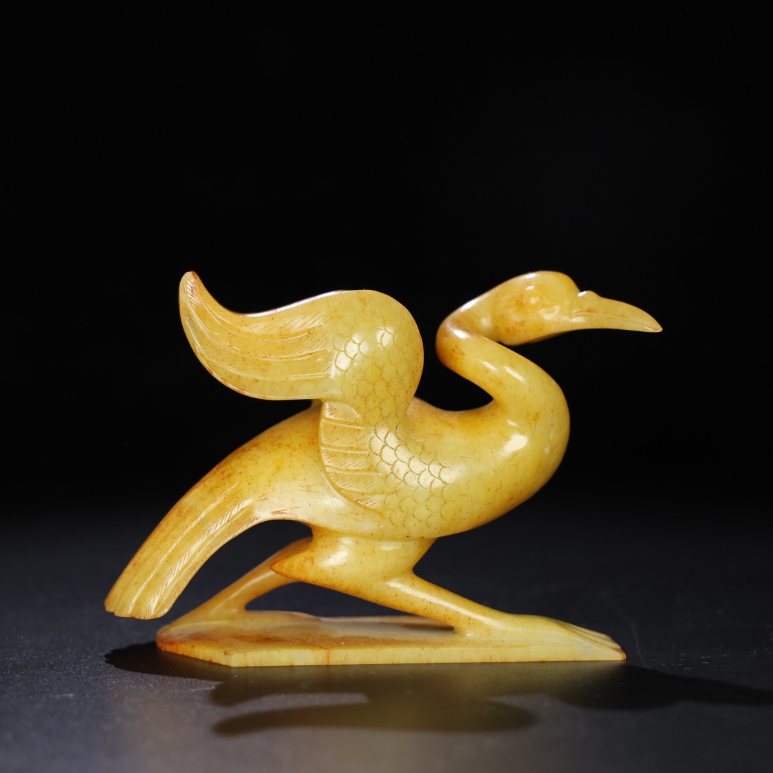 Chinese Natural Jade Carved Crane