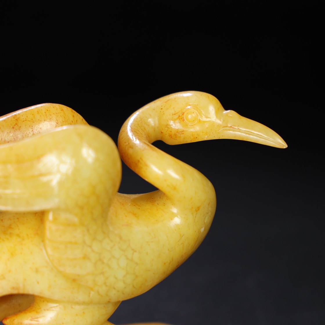 Chinese Natural Jade Carved Crane