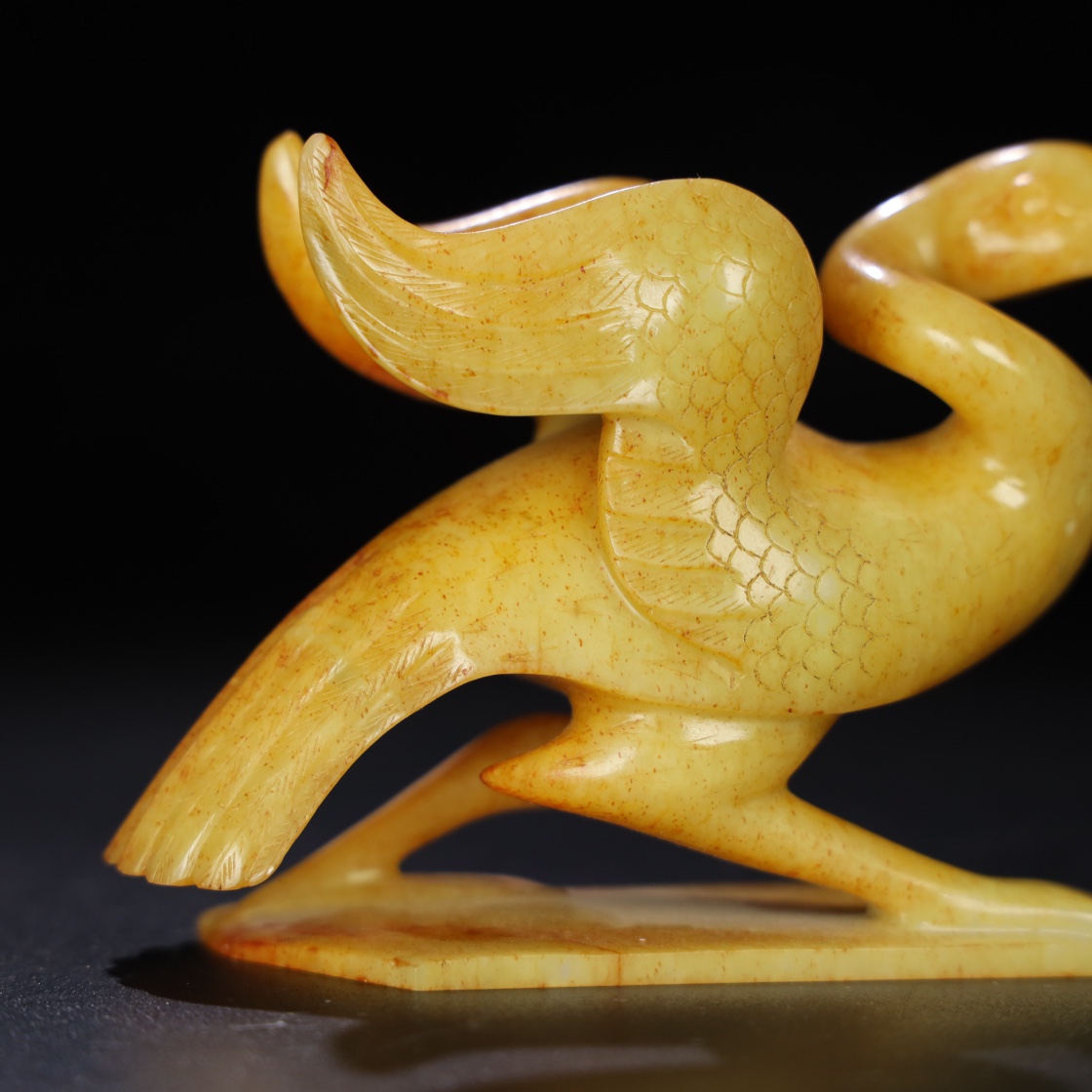 Chinese Natural Jade Carved Crane