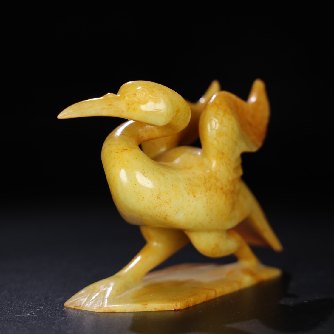 Chinese Natural Jade Carved Crane
