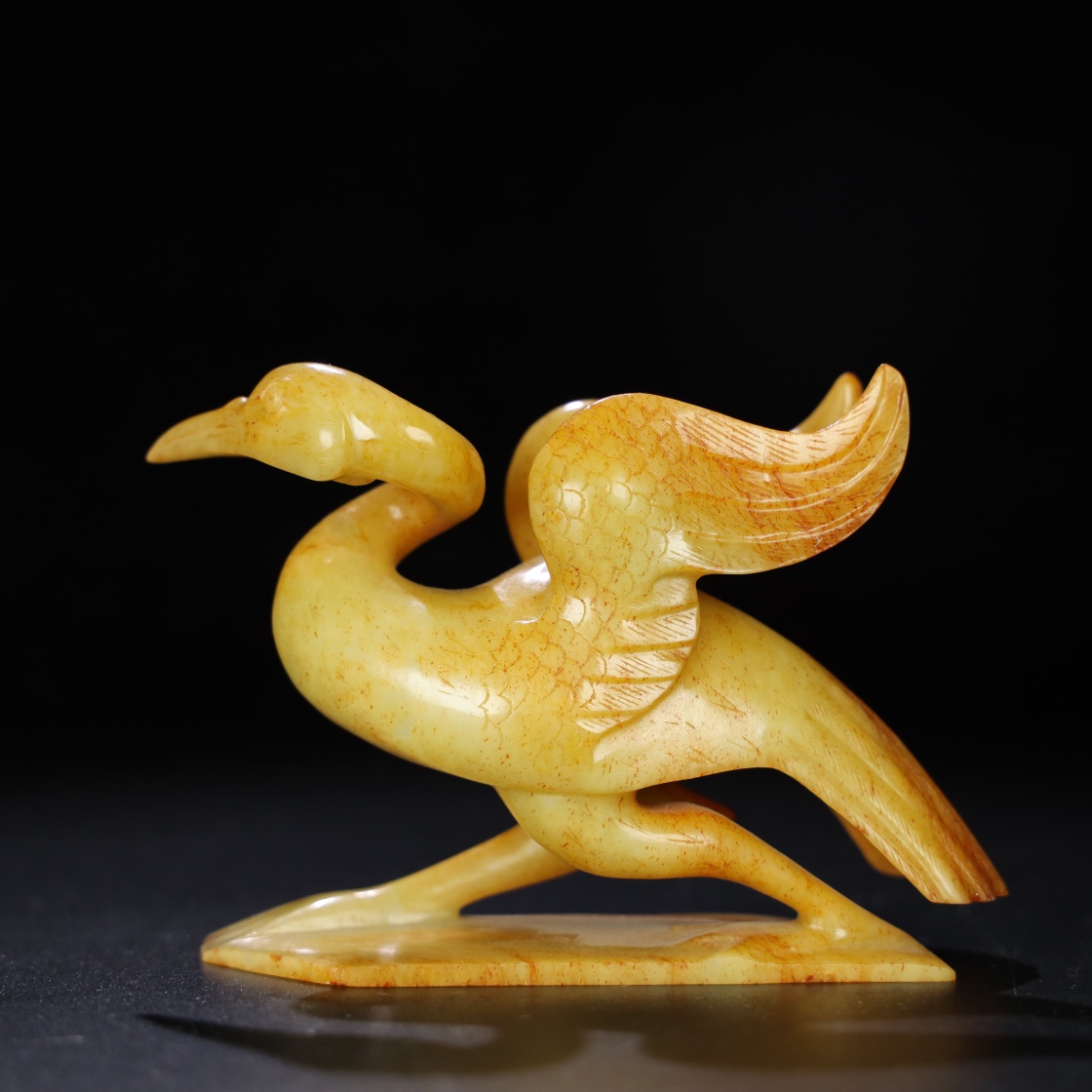 Chinese Natural Jade Carved Crane
