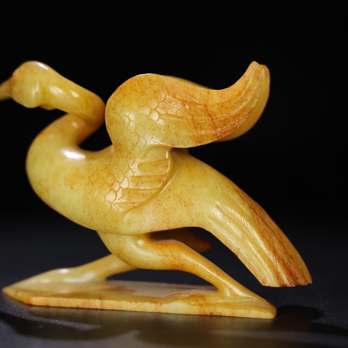 Chinese Natural Jade Carved Crane