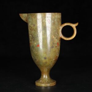 Chinese Natural Jade Carved Gemstone Cups