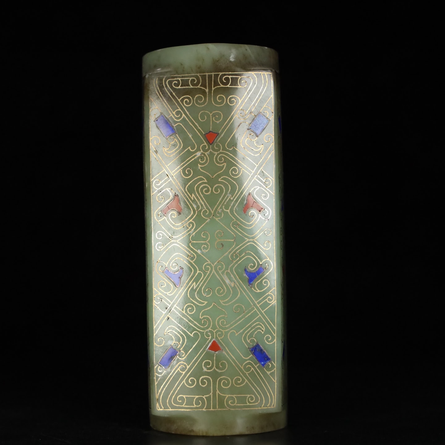 Chinese Natural Jade Carved Gemstone Cong