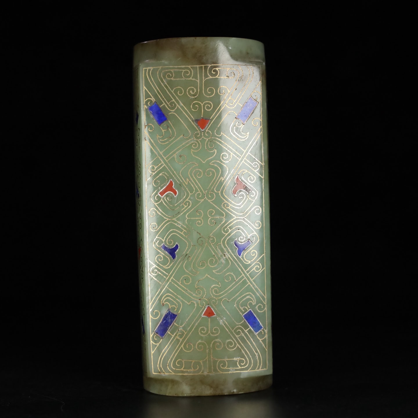 Chinese Natural Jade Carved Gemstone Cong