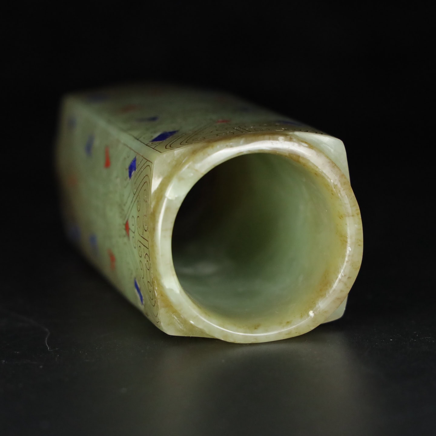 Chinese Natural Jade Carved Gemstone Cong