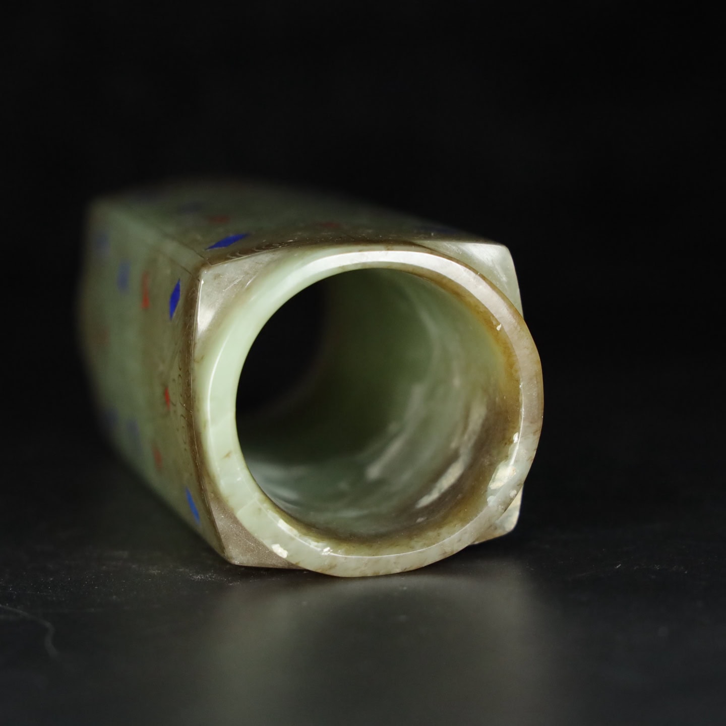 Chinese Natural Jade Carved Gemstone Cong