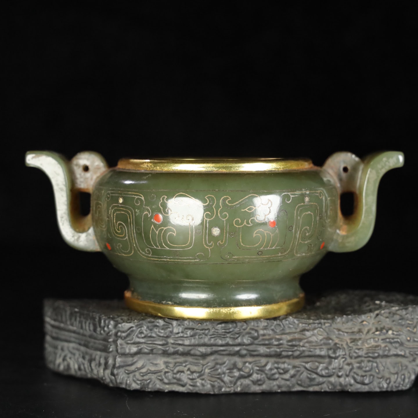Chinese Natural Jade Carved incense Burner