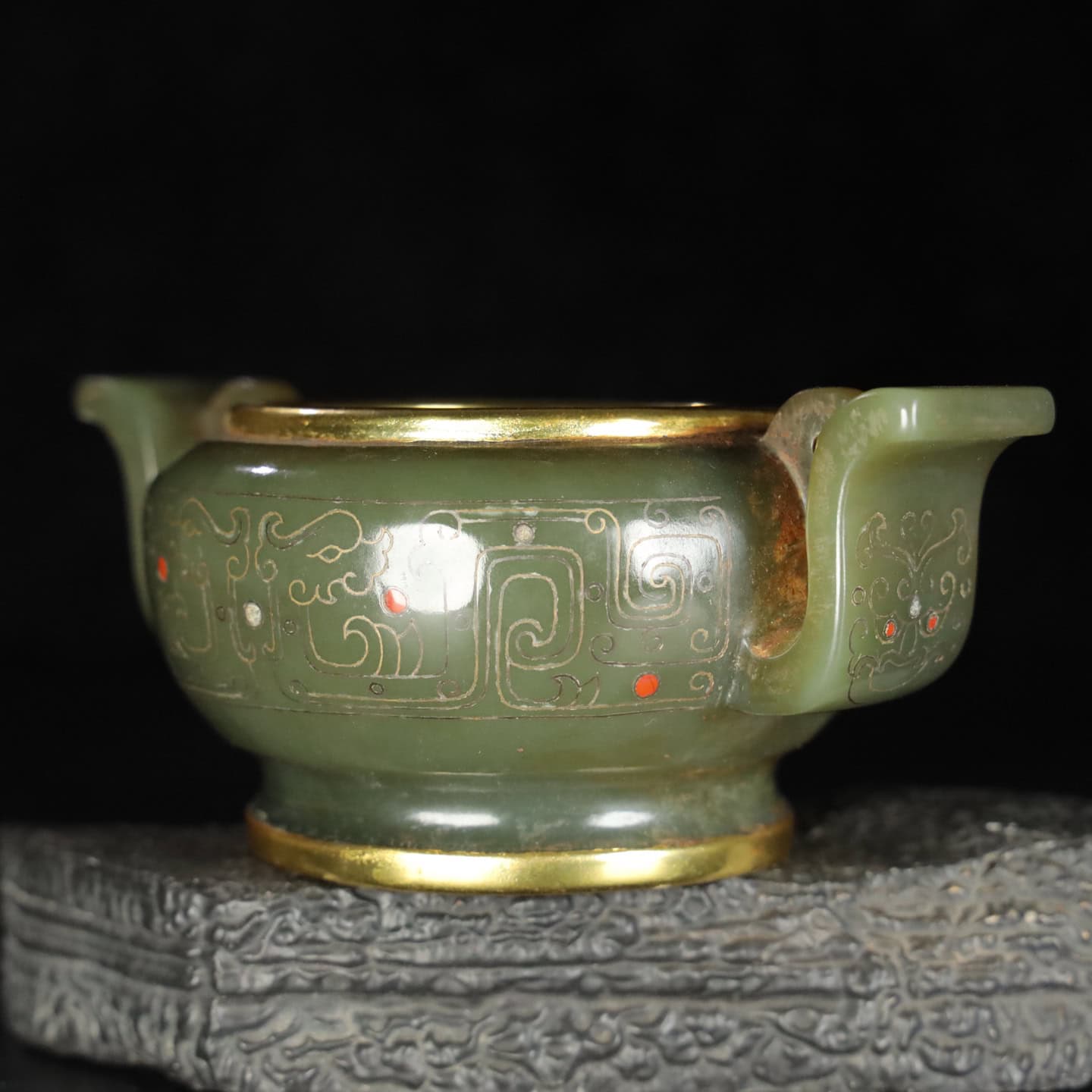 Chinese Natural Jade Carved incense Burner