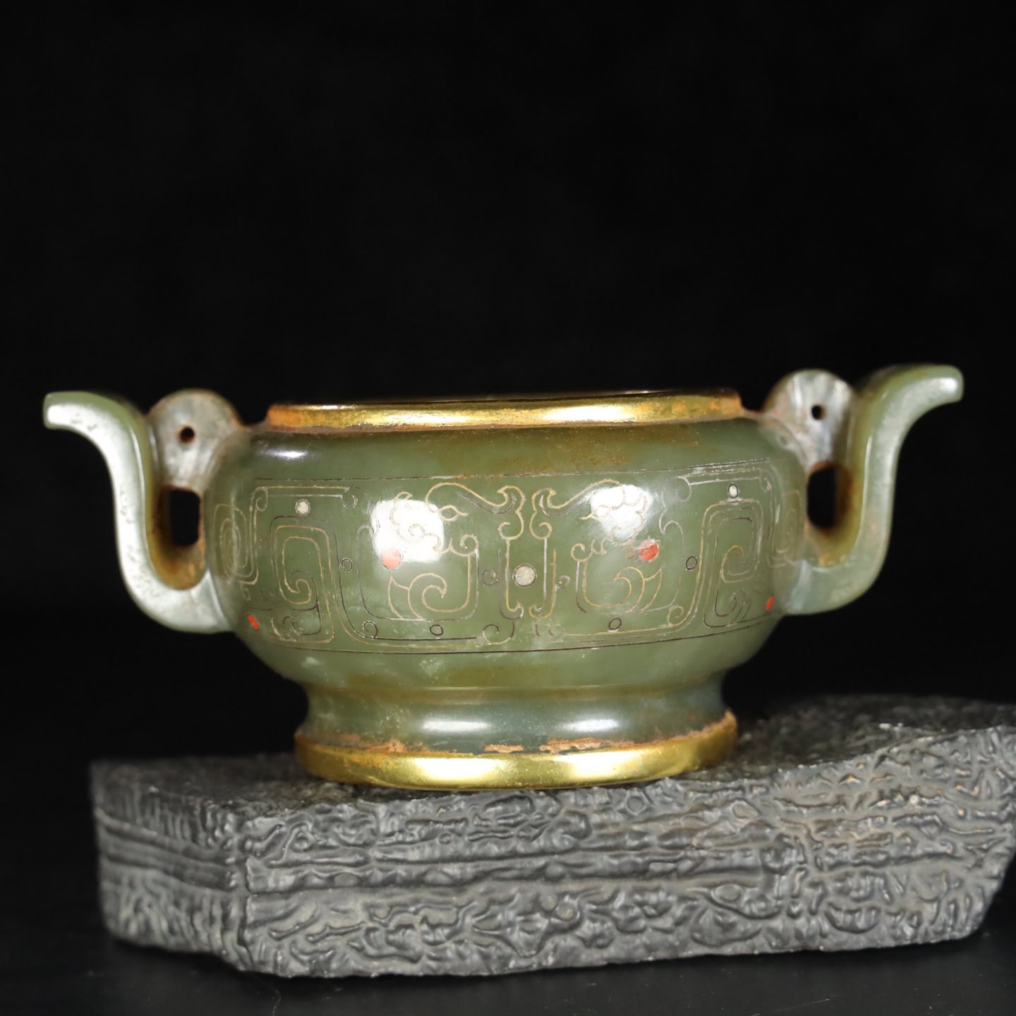 Chinese Natural Jade Carved incense Burner