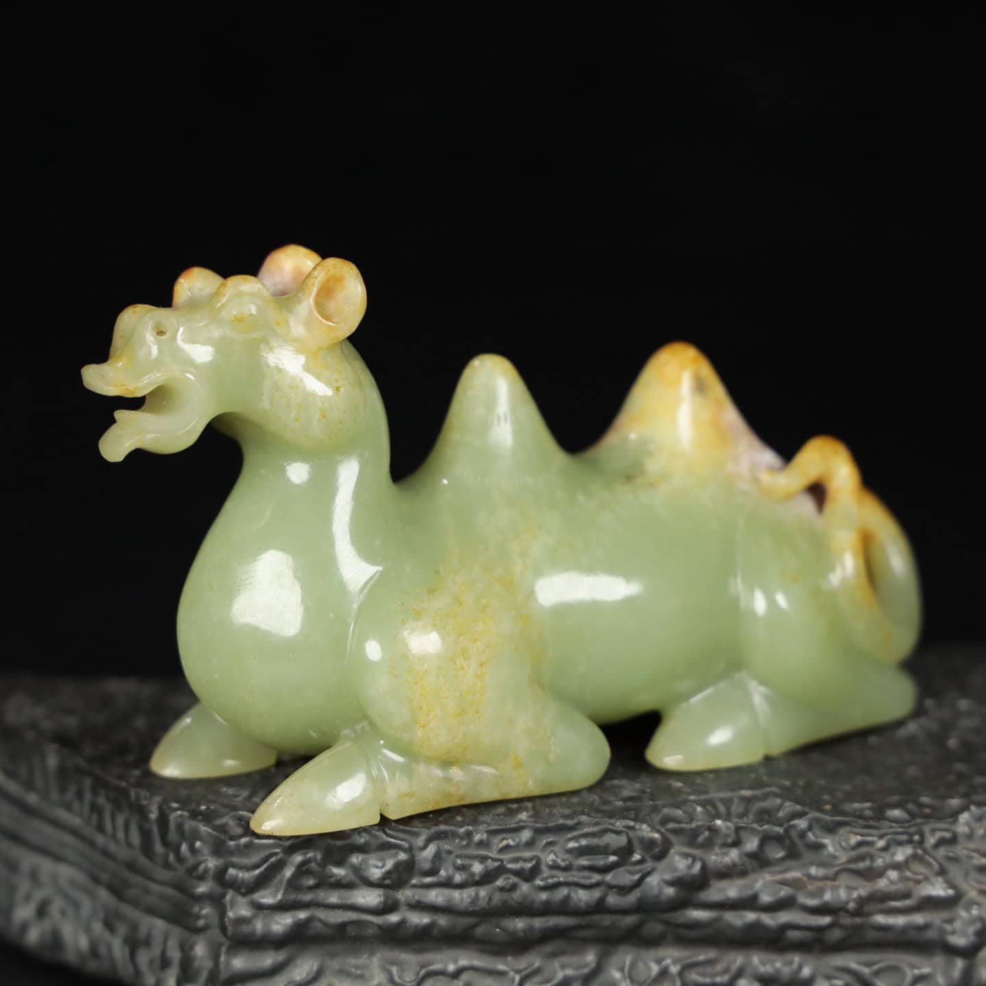 Chinese Natural Jade Carved Camel Ornaments