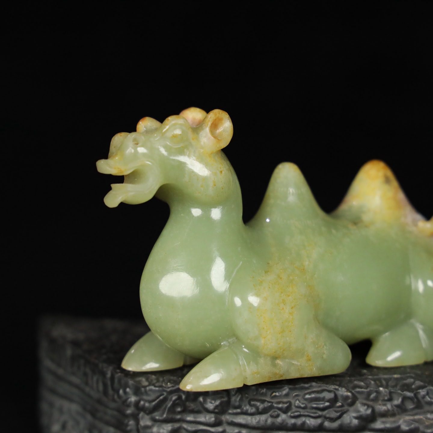 Chinese Natural Jade Carved Camel Ornaments
