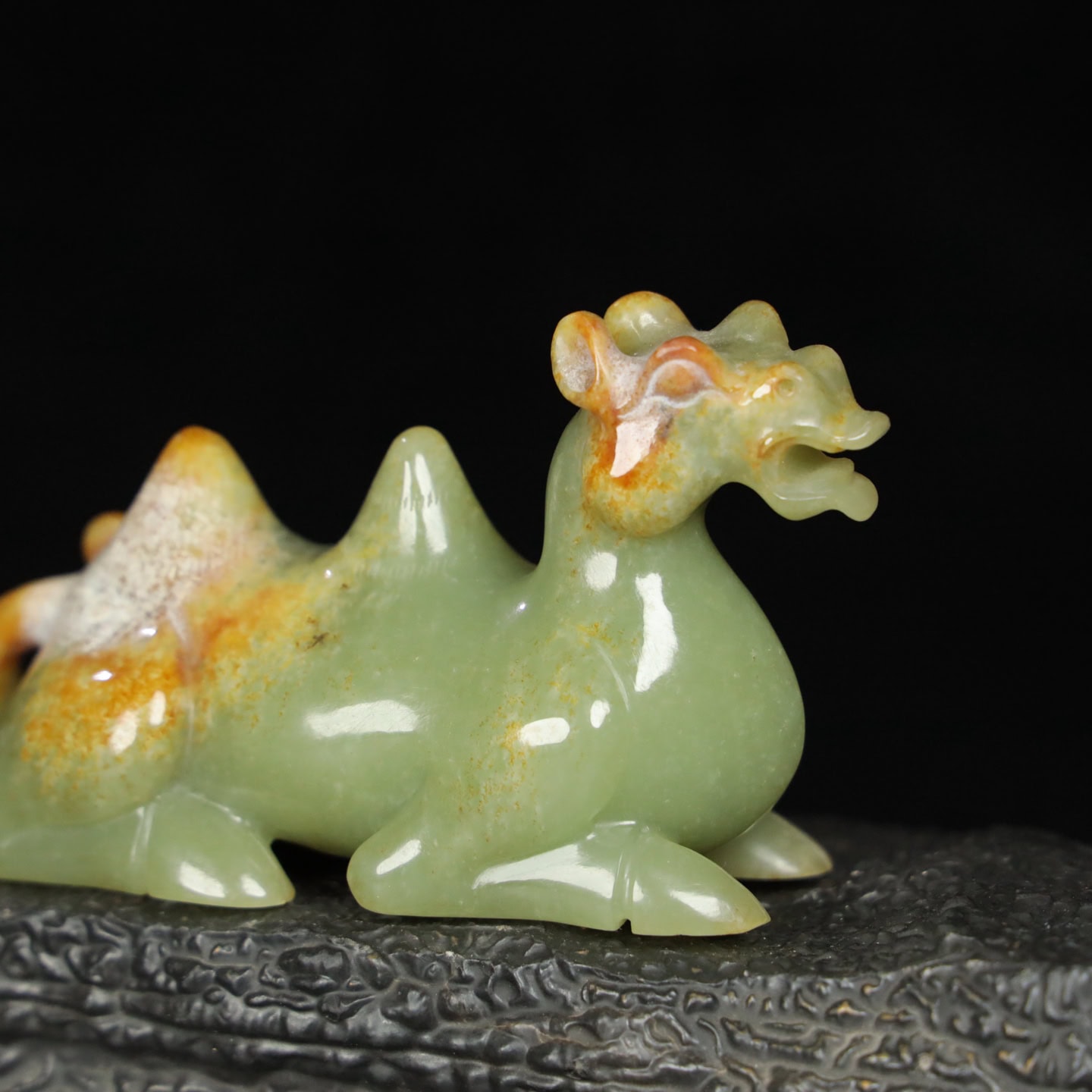 Chinese Natural Jade Carved Camel Ornaments
