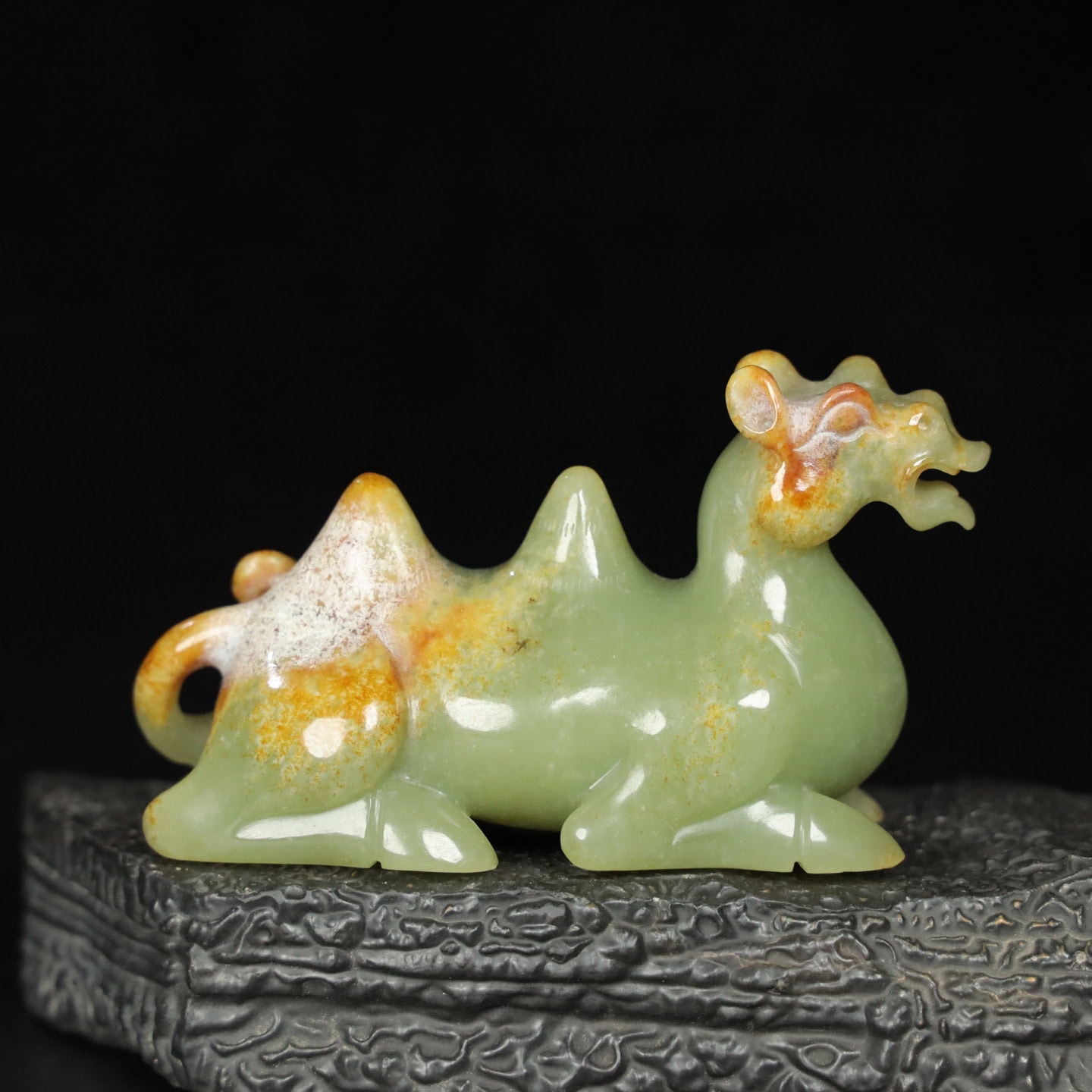 Chinese Natural Jade Carved Camel Ornaments