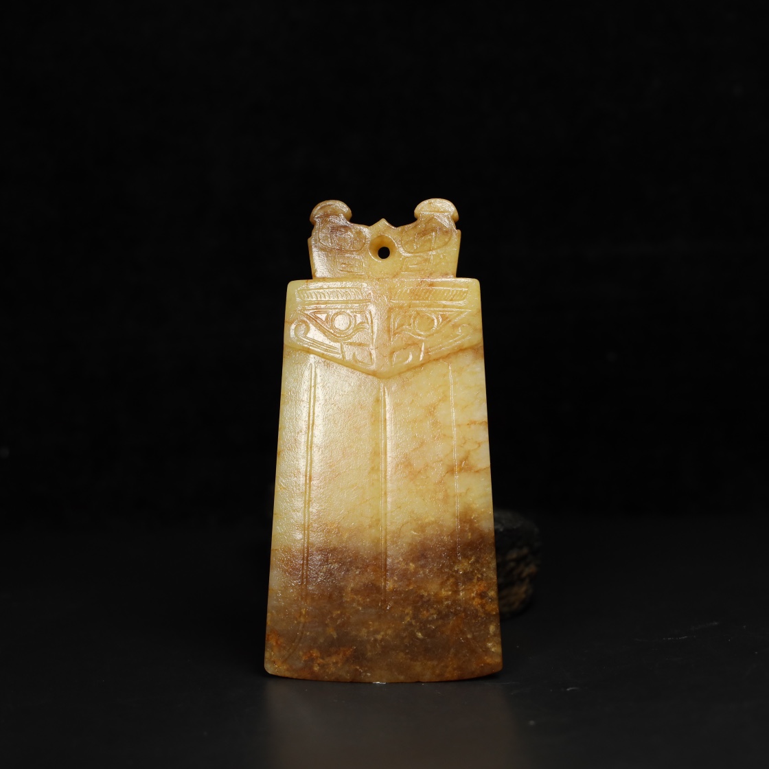 Chinese Natural Jade Carved Dragons Pendant
