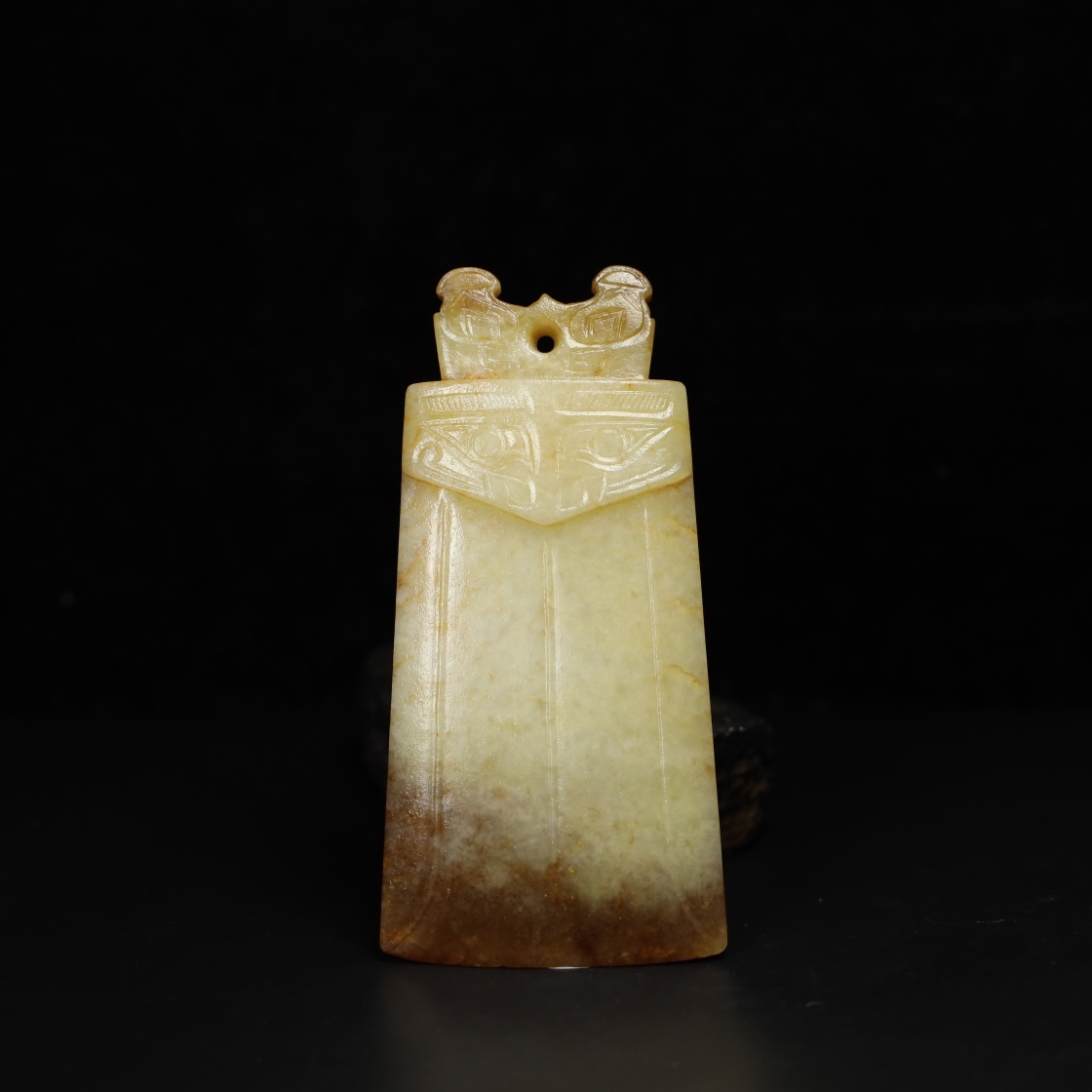 Chinese Natural Jade Carved Dragons Pendant