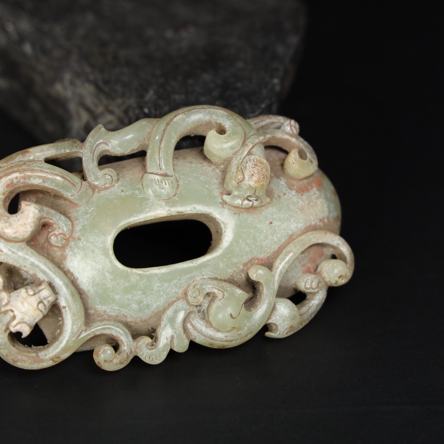 Chinese Natural Jade Carved Heart Pendant
