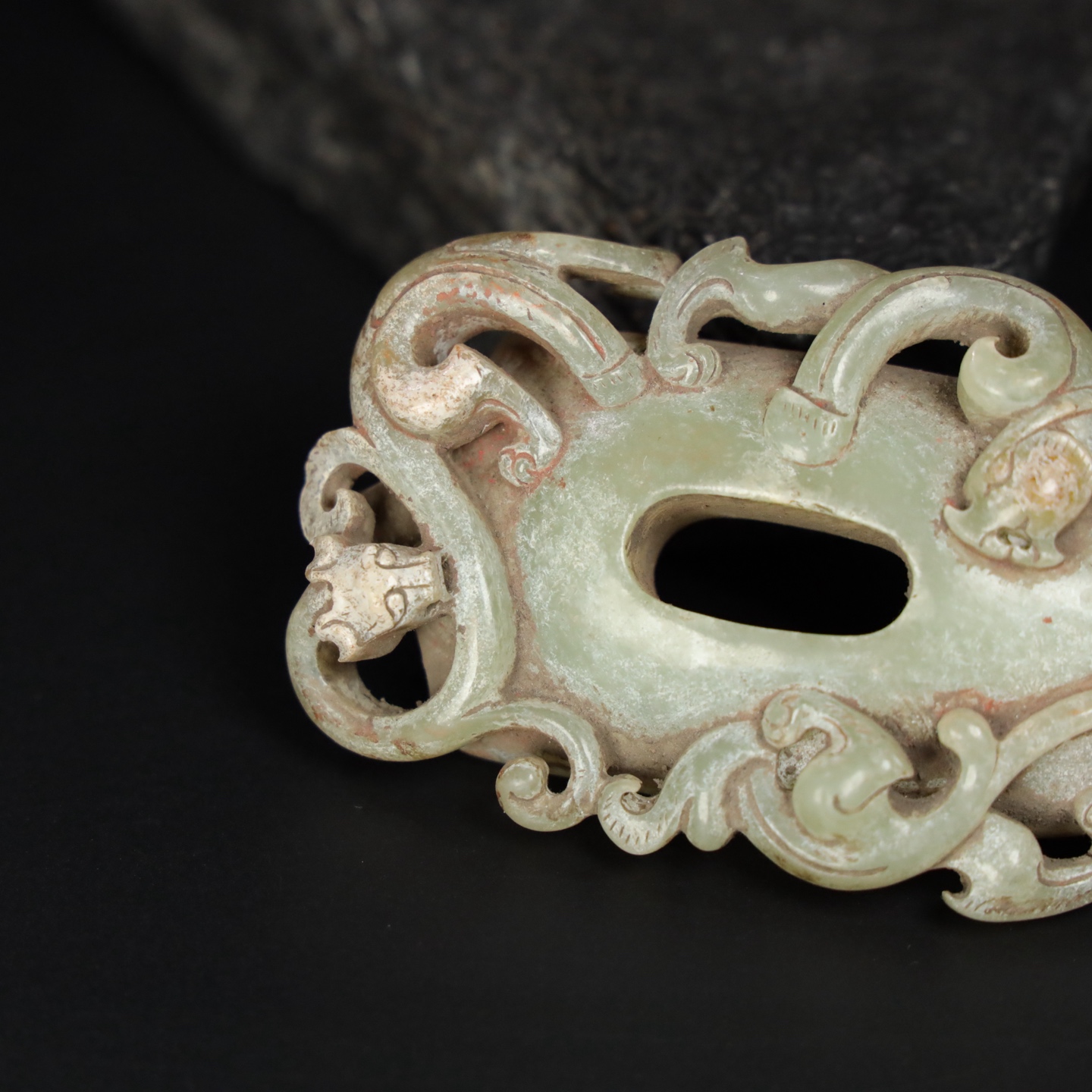 Chinese Natural Jade Carved Heart Pendant