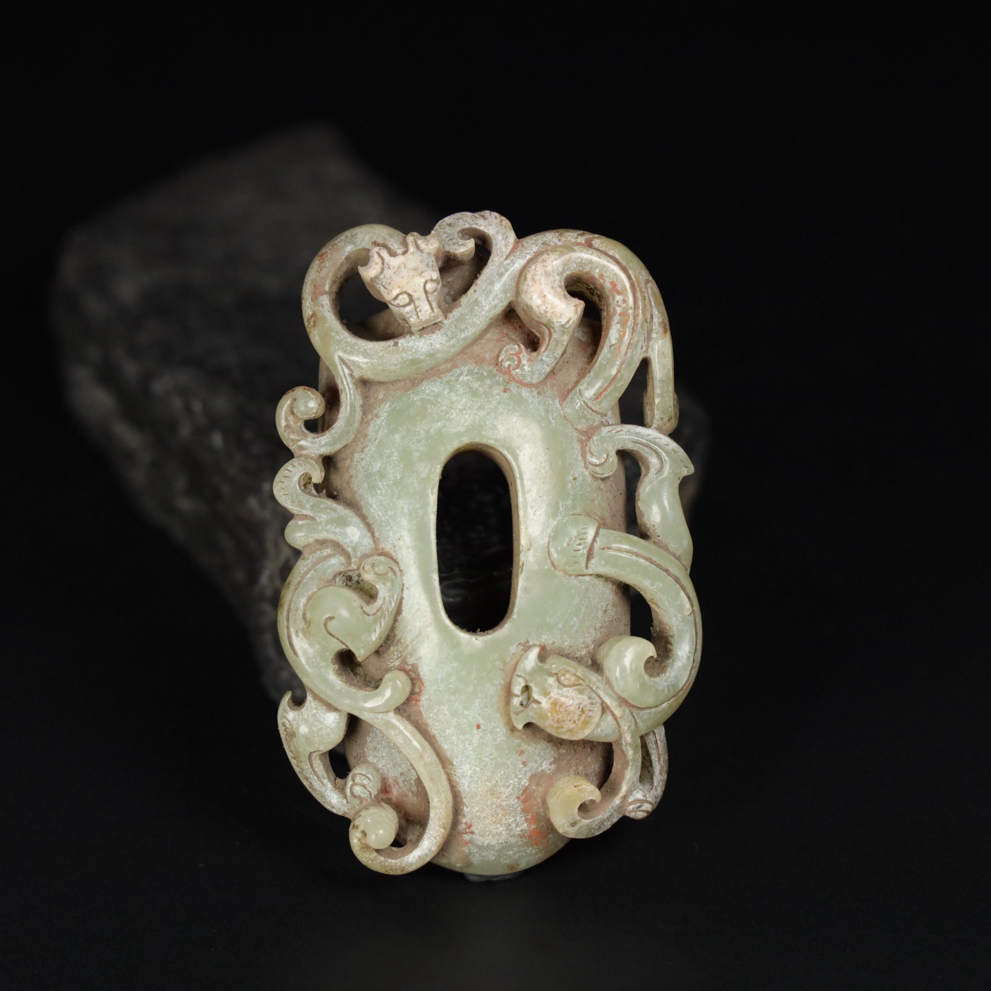 Chinese Natural Jade Carved Heart Pendant