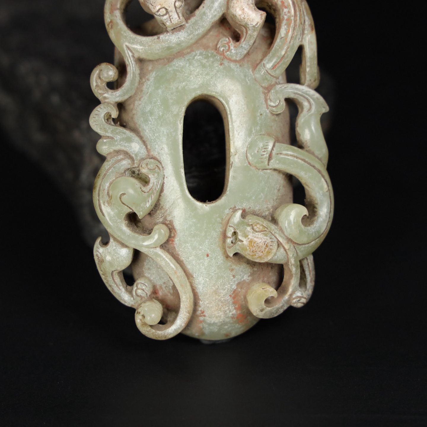 Chinese Natural Jade Carved Heart Pendant