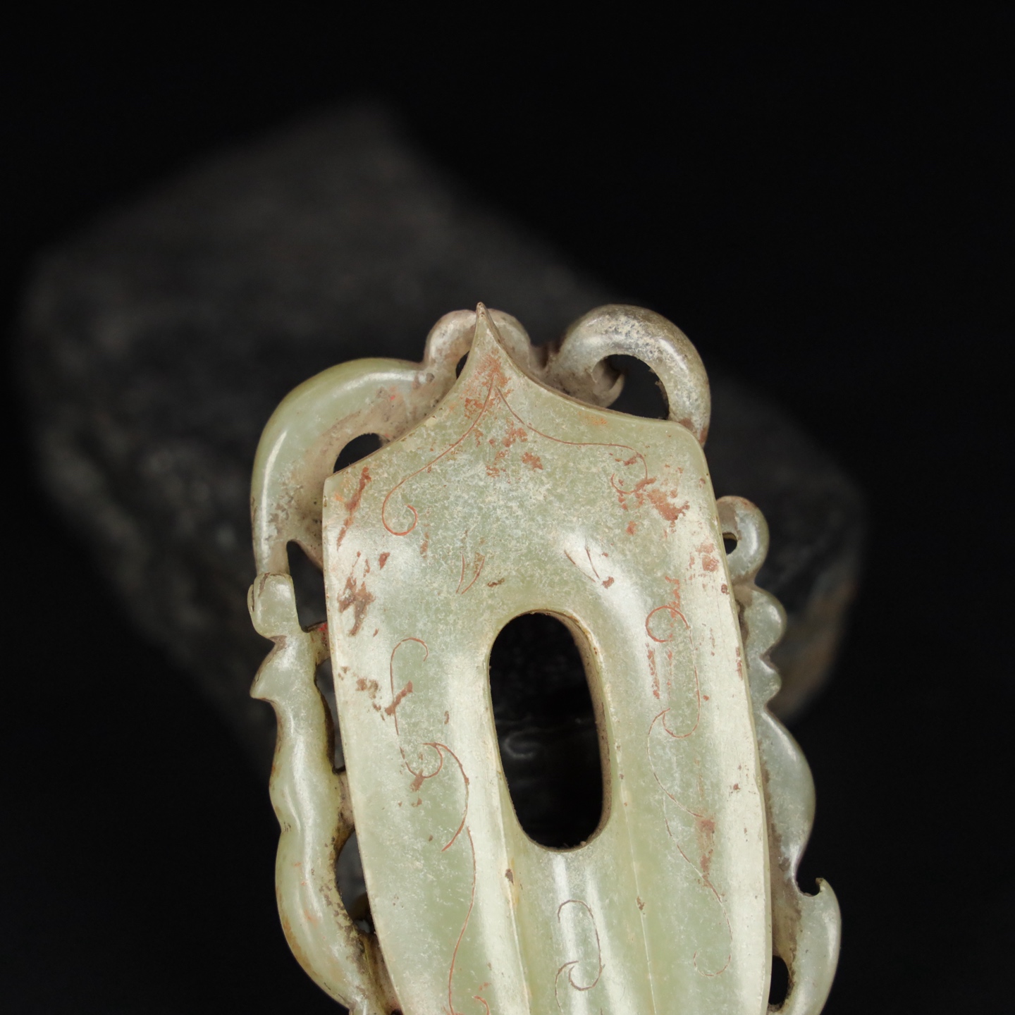 Chinese Natural Jade Carved Heart Pendant