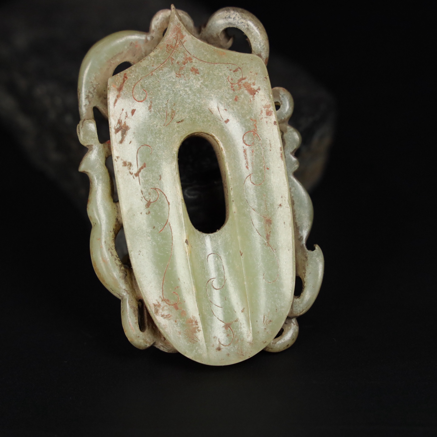 Chinese Natural Jade Carved Heart Pendant