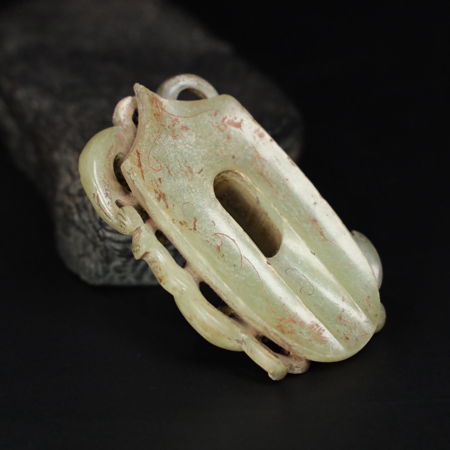 Chinese Natural Jade Carved Heart Pendant