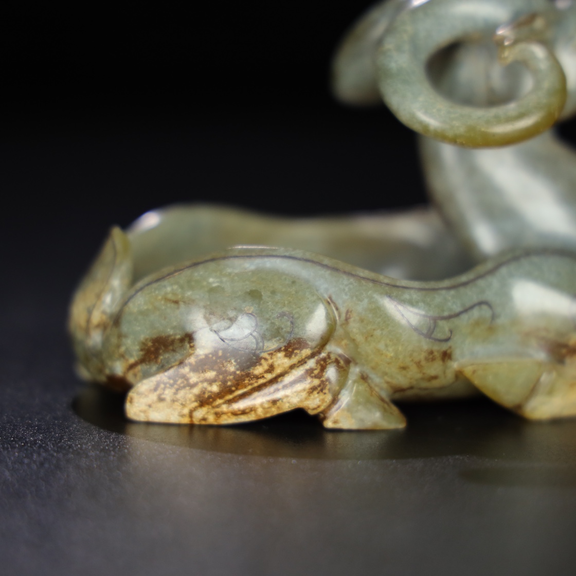 Chinese Natural Jade Carved Sheep Brush Washer