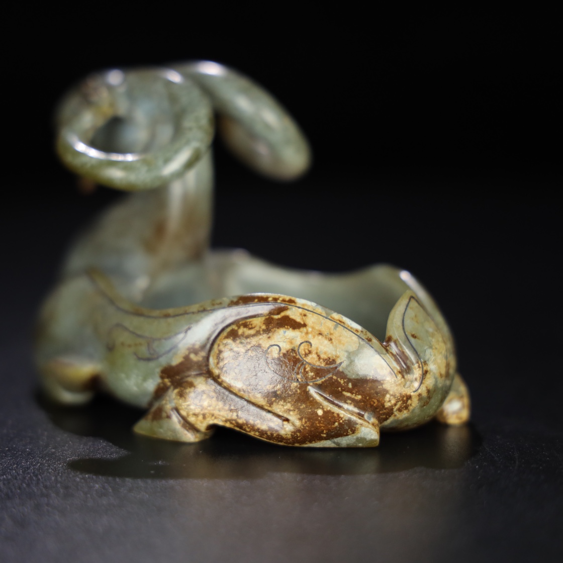 Chinese Natural Jade Carved Sheep Brush Washer