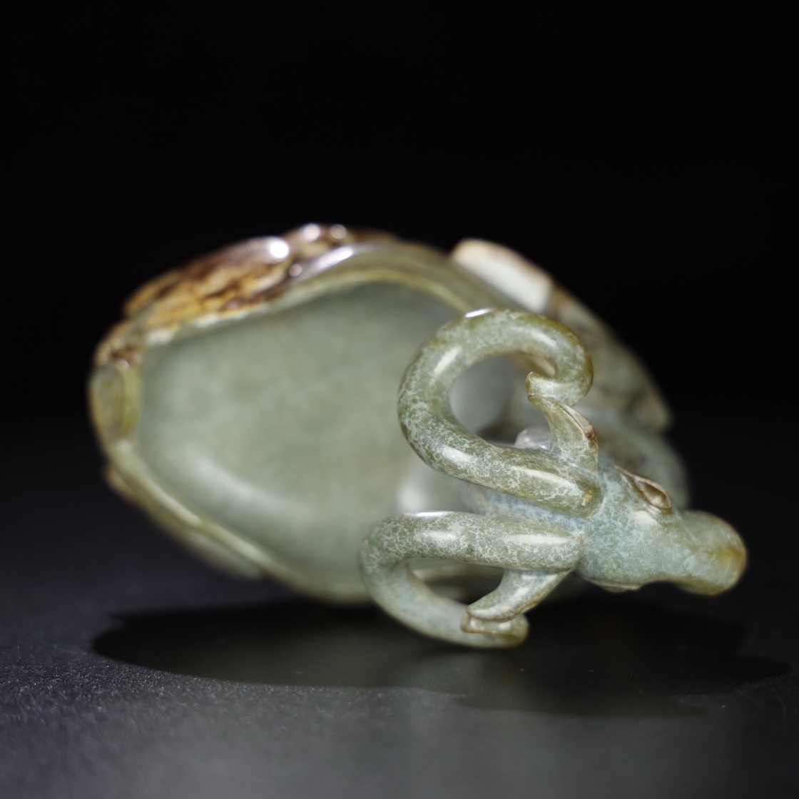 Chinese Natural Jade Carved Sheep Brush Washer