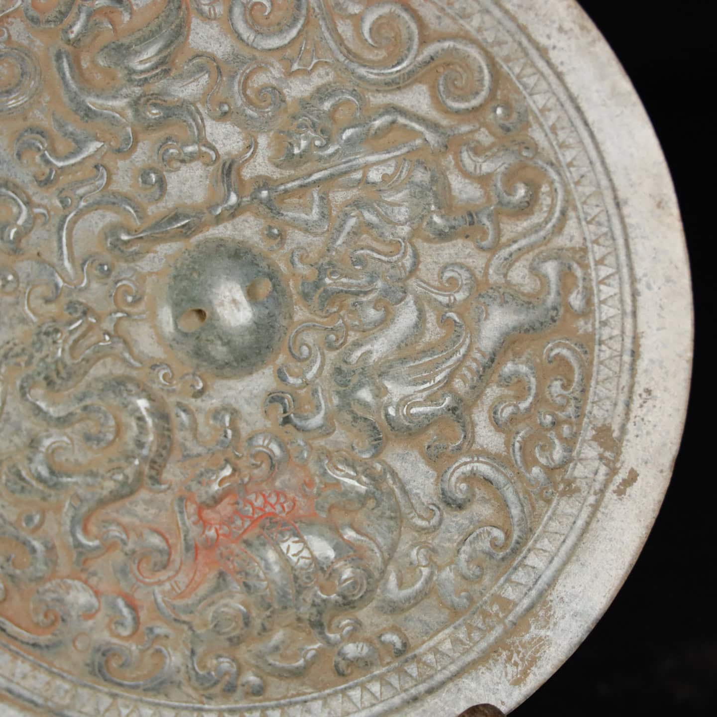 Chinese Natural Jade Carved Mirror