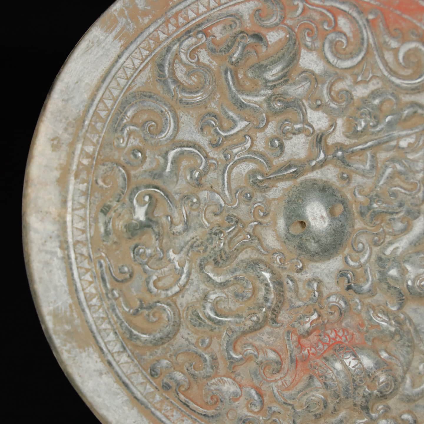 Chinese Natural Jade Carved Mirror