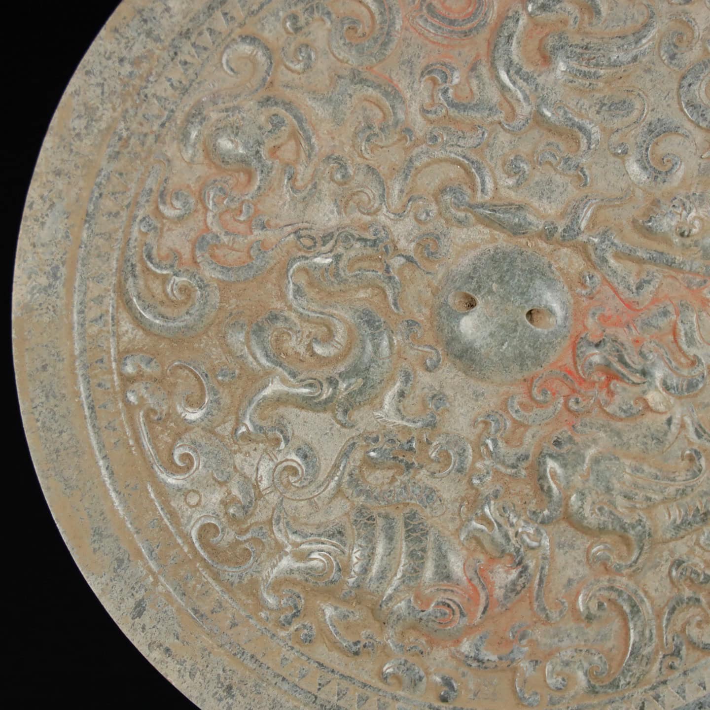 Chinese Natural Jade Carved Mirror