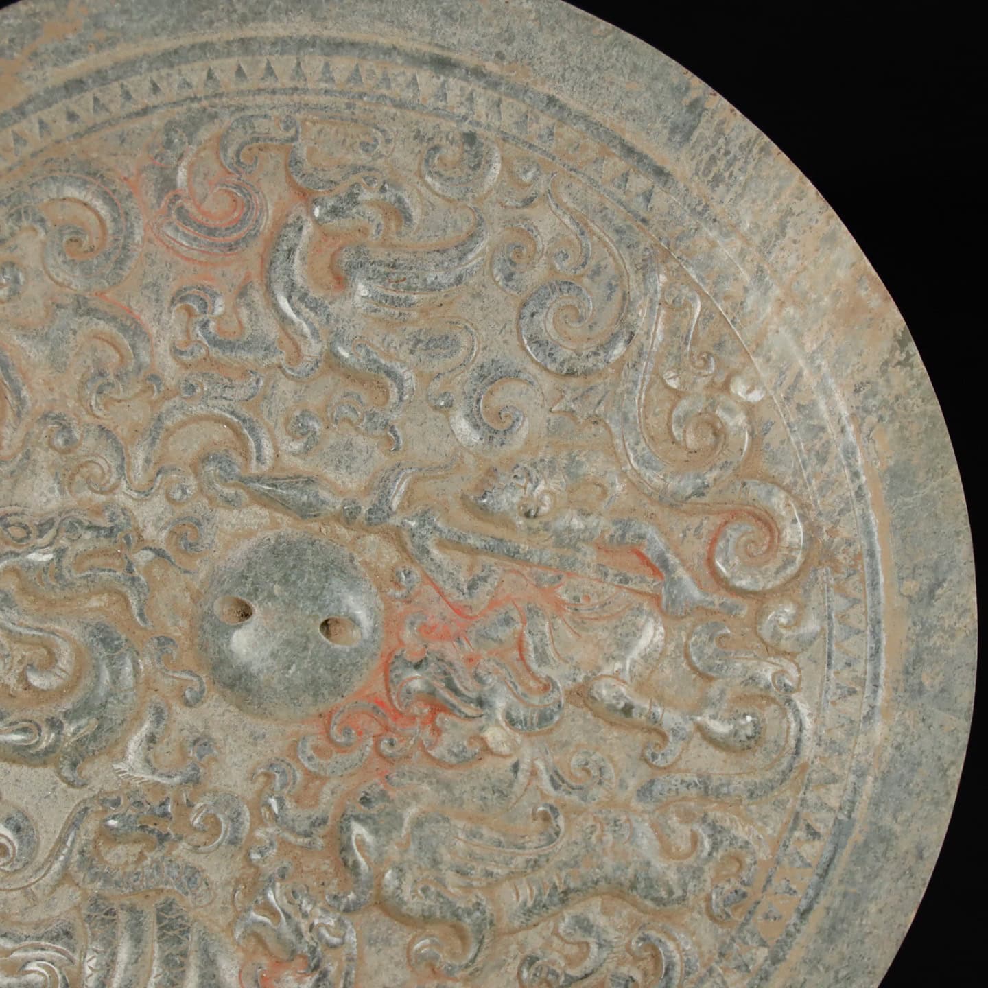 Chinese Natural Jade Carved Mirror