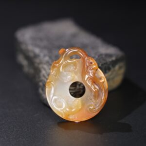 Chinese Natural Jade Carved Dragon Pendant
