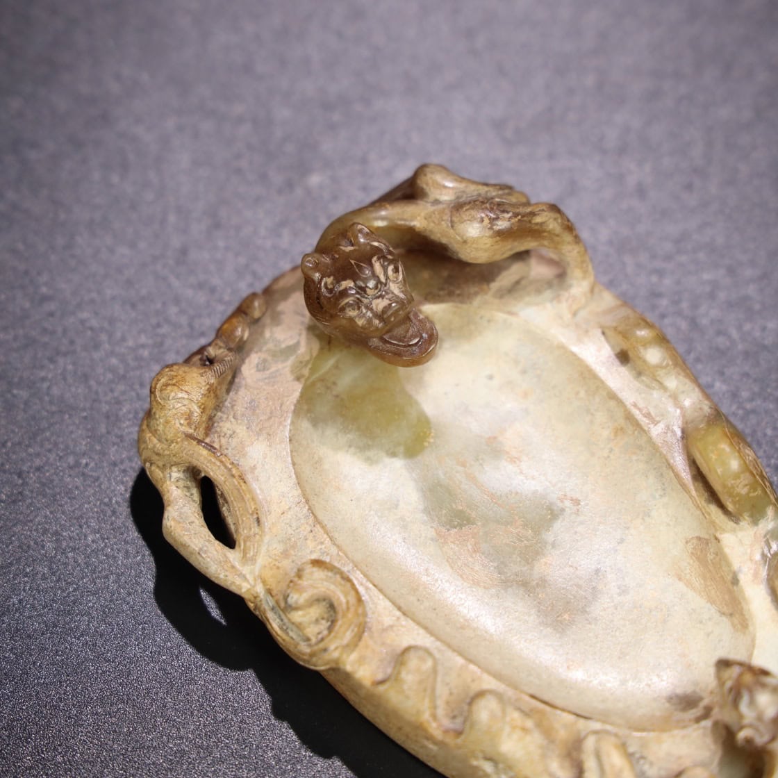 Chinese Natural Jade Carved Phoenix Brush Washer