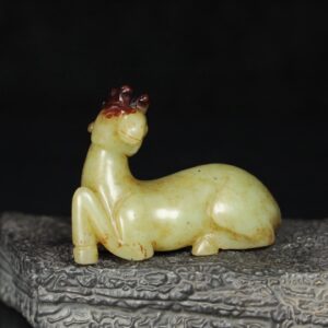 Chinese Natural Jade Carved Deer