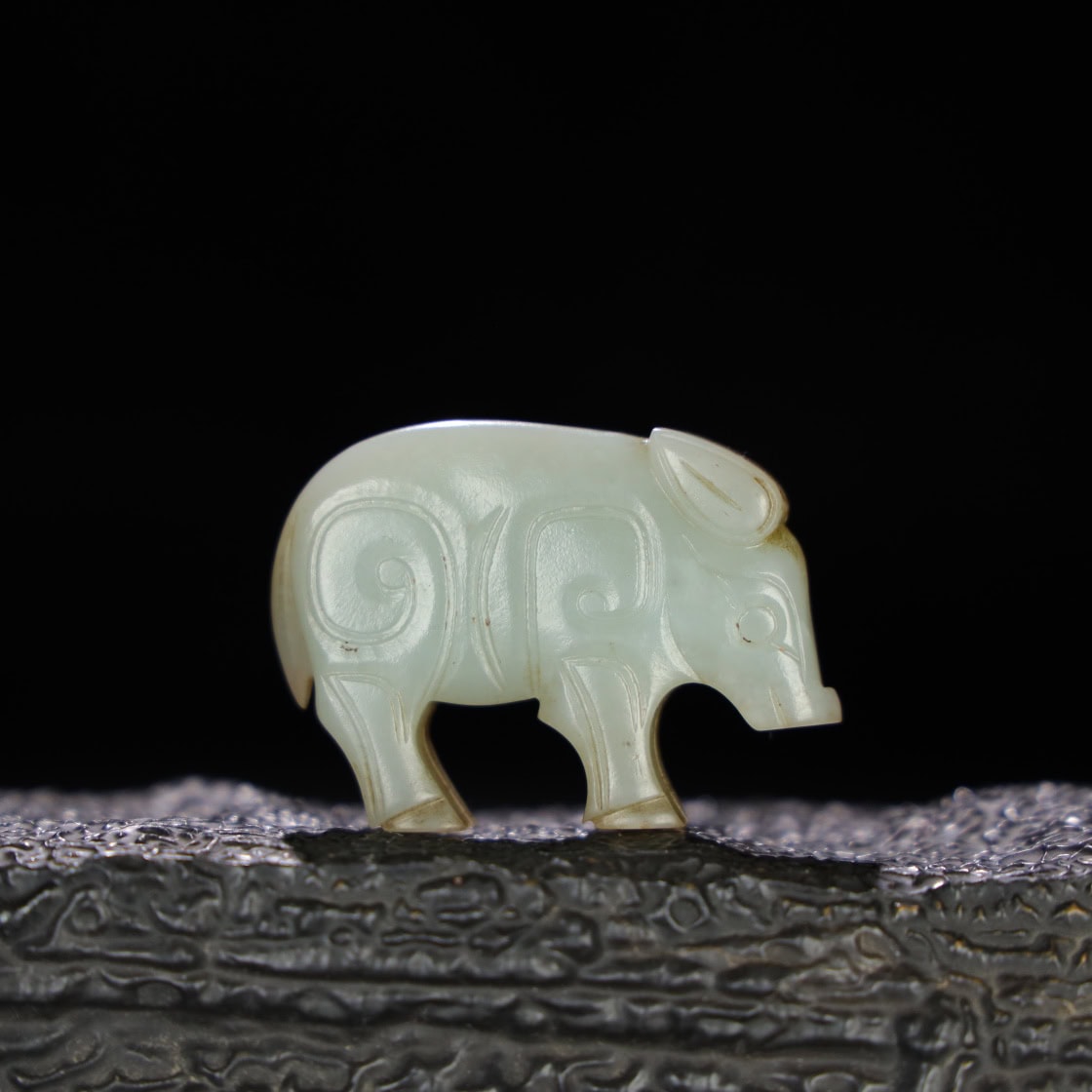 Chinese Natural Jade Carved Pig