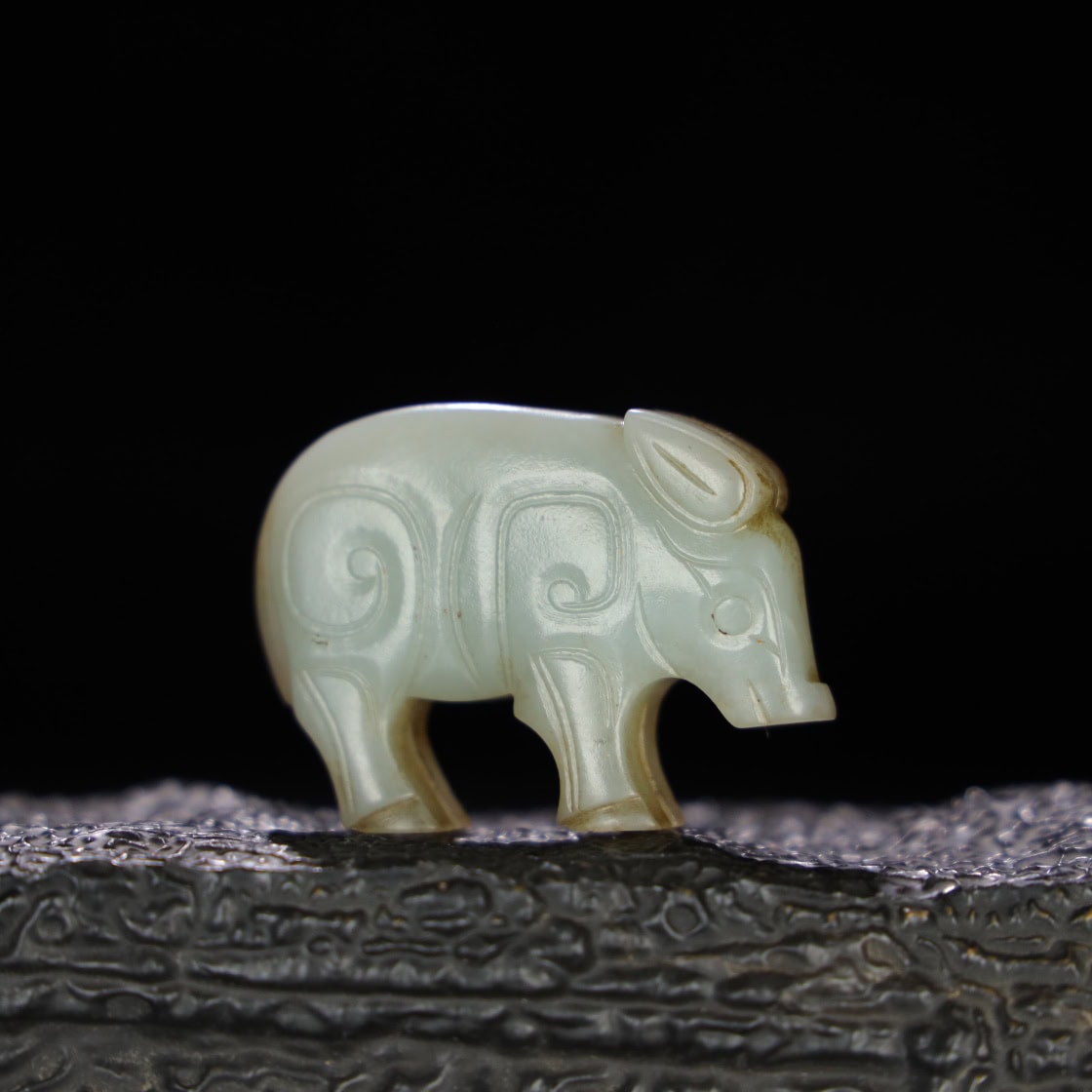 Chinese Natural Jade Carved Pig