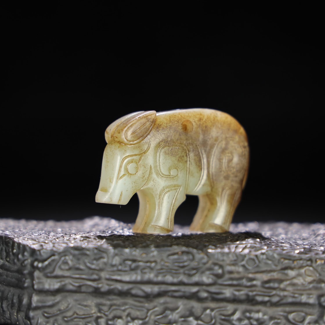 Chinese Natural Jade Carved Pig