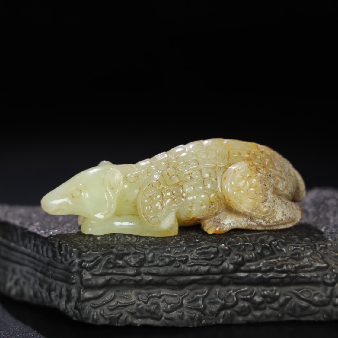 Chinese Natural Jade Carved Rat Handle