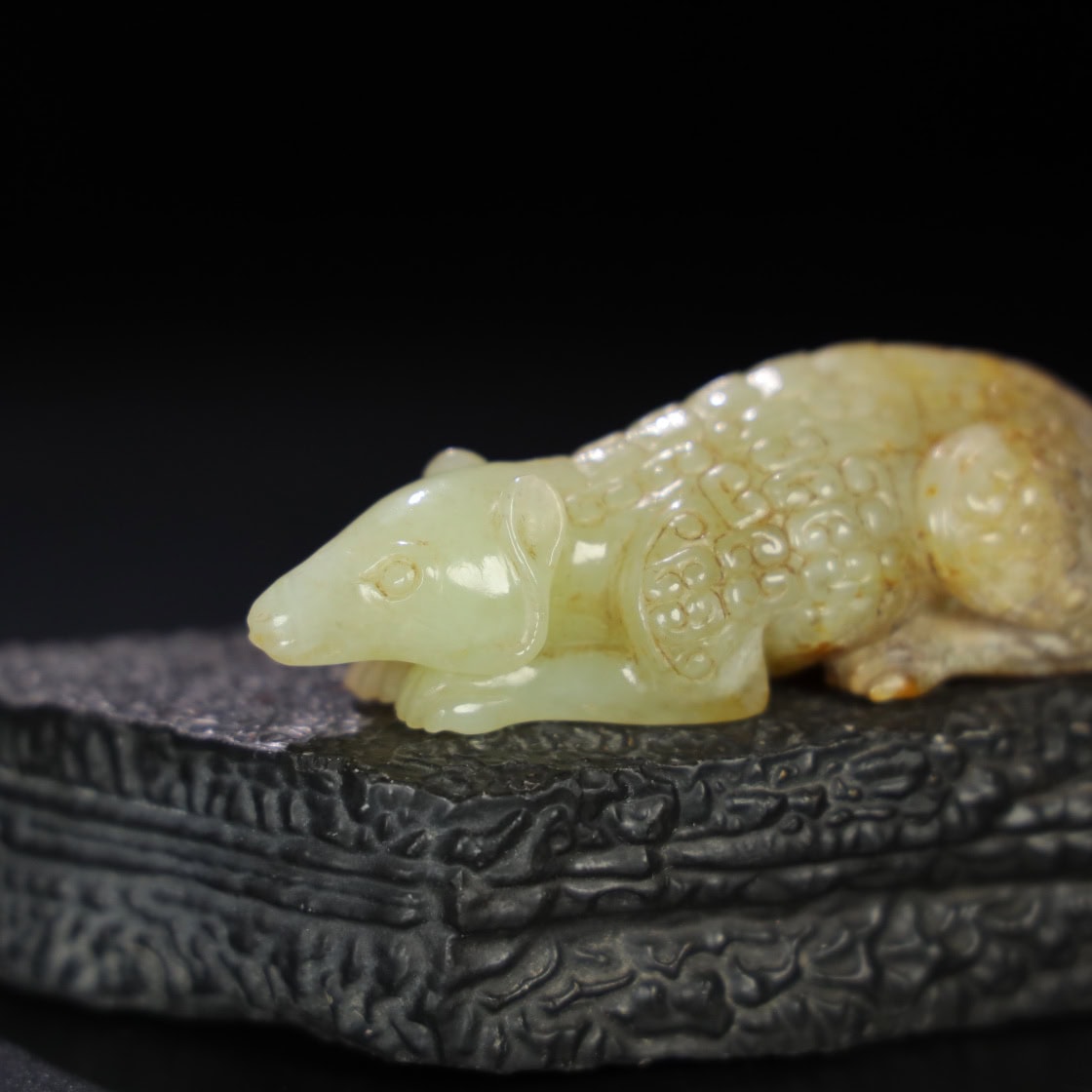 Chinese Natural Jade Carved Rat Handle