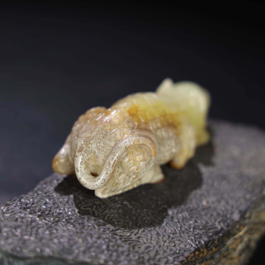 Chinese Natural Jade Carved Rat Handle