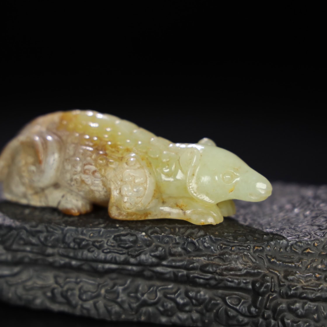 Chinese Natural Jade Carved Rat Handle