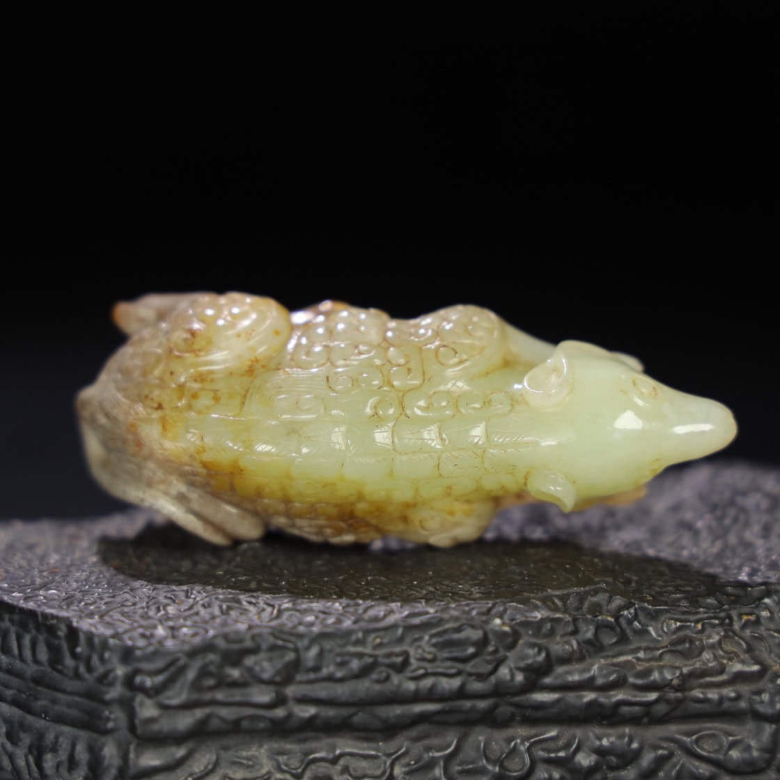 Chinese Natural Jade Carved Rat Handle