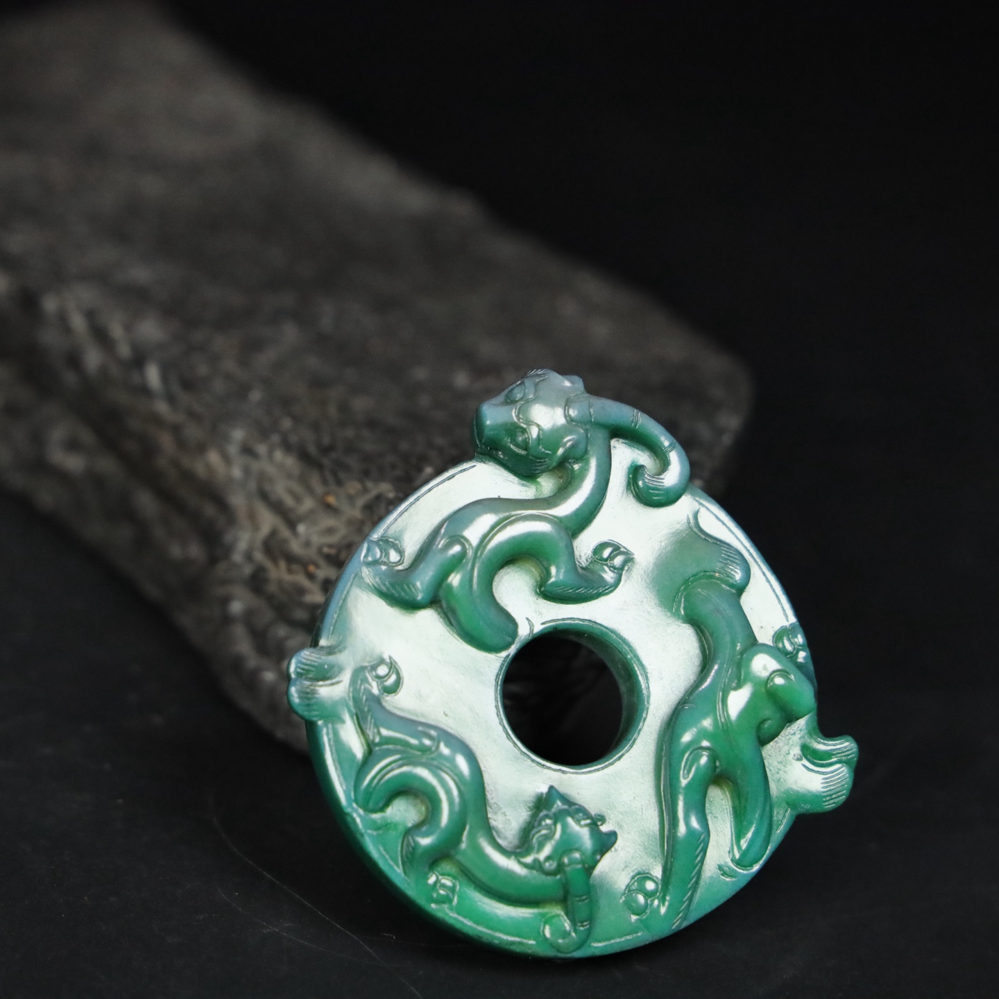 Chinese Natural Jade Carved Dragon Pendant