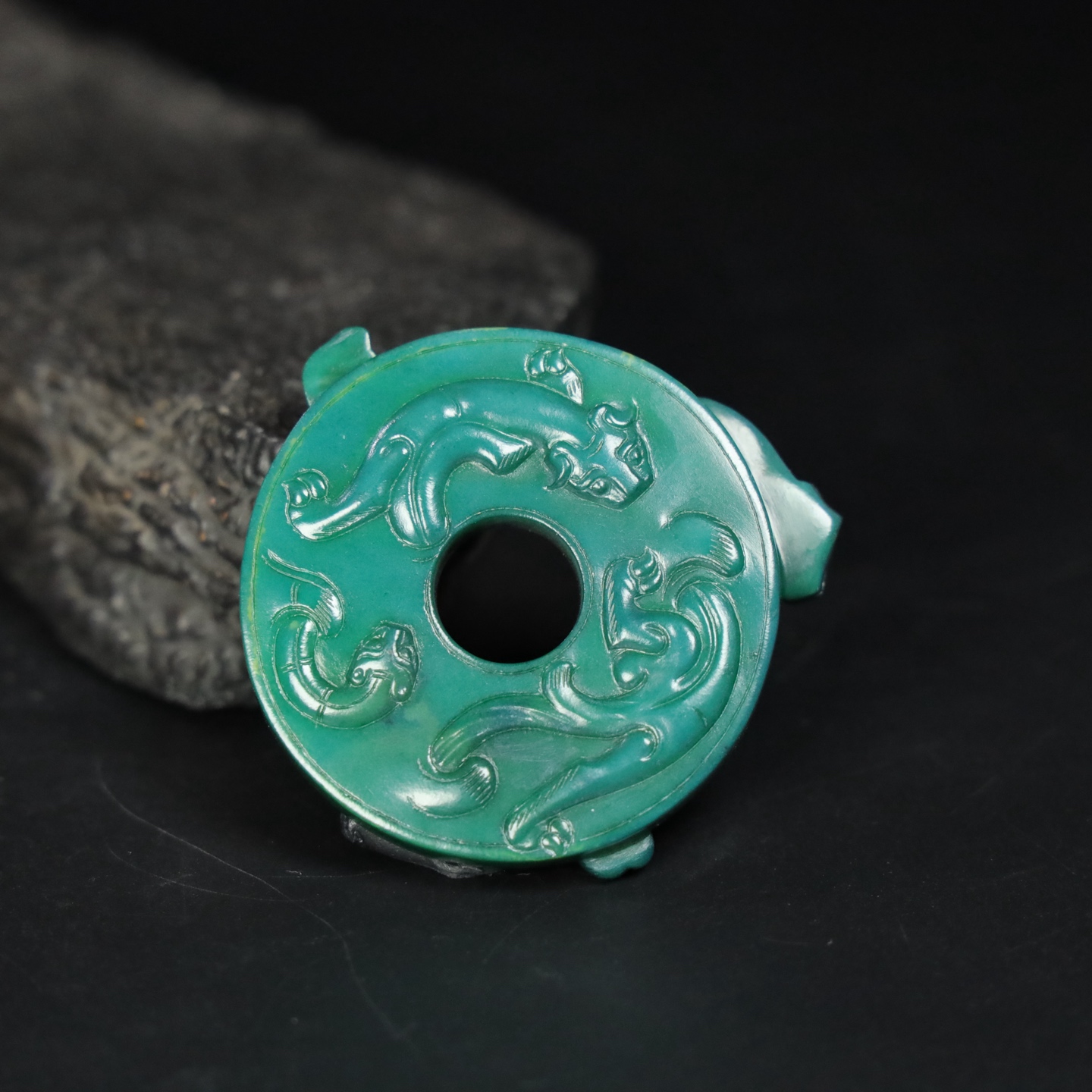Chinese Natural Jade Carved Dragon Pendant